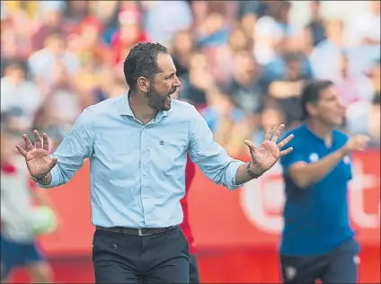  ?? FOTO: PERE PUNTÍ ?? Pablo Machín espera la mejor versión de su equipo y de la afición para tumbar al Barça de Messi, Suárez y compañía