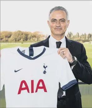  ?? PICTURE: TOTTENHAM HOTSPUR FC VIA GETTY IMAGES ?? JOSE’S BACK: New Tottenham Hotspur manager Jose Mourinho inherits a club who have struggled in the Premier League this season, having taken 14 points from 12 games.