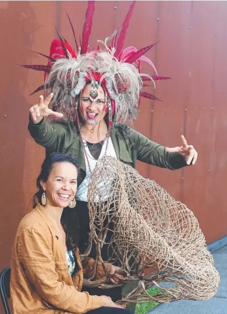  ?? Picture: GLENN HAMPSON ?? Artist’s Anaheke Metua and WHAIA with some of the material that will form part of the NEST exhibition.