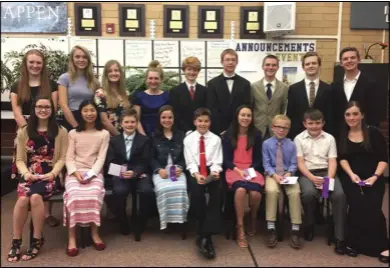  ??  ?? Eighteen talented young local pianists were invited to perform in an Honors Recital on March 13. They are, front row, from left: Tia Lee, Kaylene Neo, Dalan Stokes, Maelee Croshaw, Weston Goulding, Emily Peterson, Jace Broberg, Cameron Peterson and...