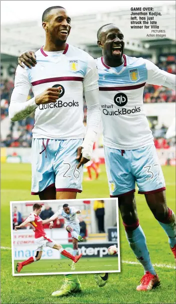  ?? PICTURES: Action Images ?? GAME OVER: Jonathan Kodjia, left, has just struck the late winner for Villa