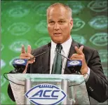  ?? CHUCK BURTON / AP ?? Miami coach Mark Richt says he’s “a little concerned” about the interior defensive line after the loss of Kendrick Norton and R.J. McIntosh.