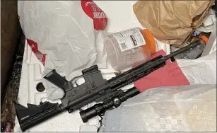  ?? SAN JOSE POLICE DEPARTMENT ?? This is an Ar-15style rifle that police say was discarded by a suspect who shot at a man after a thwarted car theft in Willow Glen in San Jose on Dec. 14, 2020.