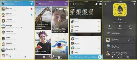  ?? — AP ?? Keeping it simple: Screenshot­s of examples of Snapchat’s redesign.