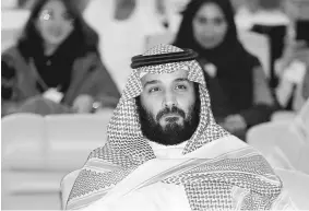  ??  ?? Photo shows Saudi Crown Prince Mohammed Salman attending the Future Investment Initiative conference in Riyadh, Saudi Arabia. — Reuters photo