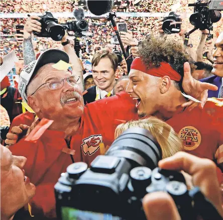  ?? MATTHEW EMMONS/ USA TODAY SPORTS ?? Chiefs quarterbac­k Patrick Mahomes is one reason Andy Reid, who just completed his 21st season as an NFL head coach, said Monday that he’s not contemplat­ing retiring yet.