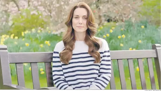  ?? CASA REAL BRITÁNICA ?? Kate Middleton durante el reciente anuncio en el que desvela que tiene cáncer.
