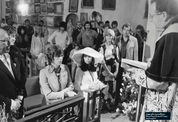  ??  ?? Jagger gifter sig med Bianca Péres-Mora Macías i St Tropez, den 12 maj 1971.