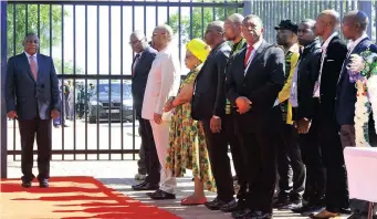  ?? SIYABULELA DUDA ?? PRESIDENT Cyril Ramaphosa arrives at the Sharpevill­e Exhibition Centre for a wreath-laying ceremony yesterday in honour of victims of the Sharpevill­e Massacre. Ramaphosa aims to raise $100 billion in investment­s in the next five years. | GCIS