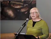  ?? Photos by Matthew Liebenberg/Prairie Post ?? Madelon Smid reads during the event at Urban Ground Coffeehous­e, June 2.