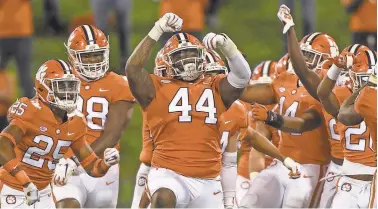  ?? KEN RUINARD/THE GREENVILLE NEWS ?? Clemson defensive tackle Nyles Pinckney (44) and the Tigers' pass rushers can make the game tough on Miami.