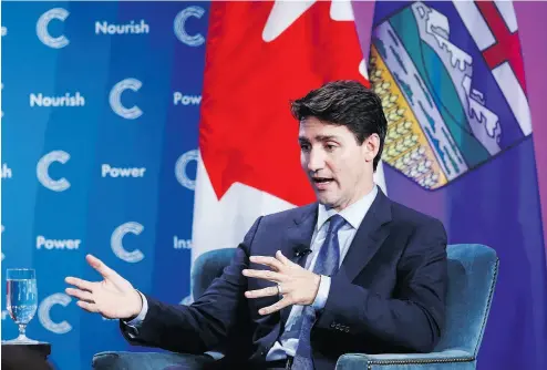  ?? JEFF MCINTOSH / THE CANADIAN PRESS FILES ?? Prime Minister Justin Trudeau speaks to the Chamber of Commerce in Calgary last Thursday.