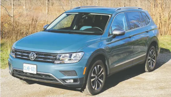  ?? PHOTOS GRAEME FLETCHER/DRIVING ?? Remarkable roomy, the 2020 Volkswagen Tiguan feels sporty — and features a 4Motion all-wheel drive system that sends power where it's needed.