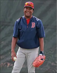  ?? ?? Former Red Sox great Pedro Martinez laughs during Red Sox Spring Training on Tuesday, February 21, 2017 Staff photo by Matt Stone