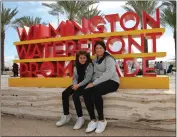  ?? ?? Wilmington residents Marisol Varela and her daughter, Ada, 7, visit the newly completed Wilmington Waterfront Promenade on Saturday.