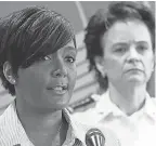  ??  ?? Atlanta Mayor Keisha Lance Bottoms and Police Chief Erika Shields announce a curfew on Saturday. BEN GRAY/ ATLANTA JOURNAL- CONSTITUTI­ON VIA AP