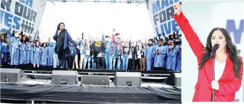  ?? Reuters/AFP photos ?? Singer Jennifer Hudson and the DC Choir perform the song “The Times They Are A-Changin” as students and gun control advocates hold the “March for Our Lives” event demanding gun control after recent school shootings at a rally in Washington, US,...