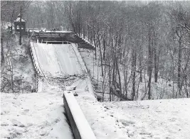  ?? Pittsburgh Public Safety via TNS ?? The investigat­ion into Friday’s bridge collapse near Frick Park in Pittsburgh could take 18 months, officials say