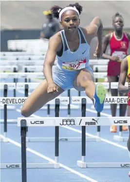  ?? (Photo: Observer file) ?? Salieci Myles of Edwin Allen competes at the National Stadium.