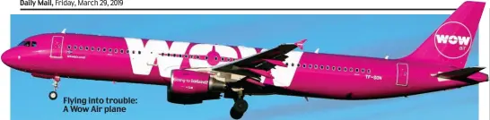  ??  ?? Flying into trouble: A Wow Air plane