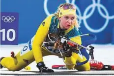  ?? AFP ?? Sweden’s Mona Brorsson competes in the women’s 15km individual biathlon event at the Alpensia biathlon centre.