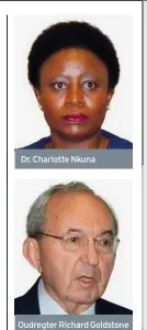  ??  ?? Dr. Charlotte Nkuna Oudregter Richard Goldstone