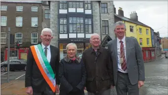  ?? Photos: Eugene Cosgrove ?? At the launch of the St. Patrick’s Day Window Display competitio­n were, from left: 2019 Grand Marshall Gerry Mullane, Maire Ui Bhrian, Gerry O’Callaghan and Pat Hayes, President of Mallow Chamber.