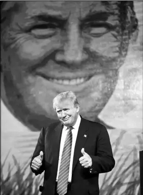  ?? L.E. BASKOW ?? Republican presidenti­al candidate Donald Trump is pleased by the crowd’s support as he speaks July 11, 2015, at FreedomFes­t in Las Vegas.