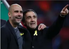  ?? FOTO: CARL RECINE/RITZAU SCANPIX ?? Pep Guardiola kan med et års tilløb nu glaede sig over det første City-trofae.