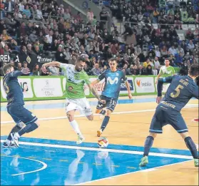  ?? F: PALMA FUTSAL ?? Palma Futsal venció a Movistar Inter en el Palau Municipal d’esports de Son Moix