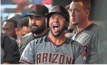  ?? ERIC HARTLINE/ USA TODAY SPORTS ?? David Peralta celebrates his firstinnin­g home run – one of Arizona’s teamrecord eight – in Monday’s win.