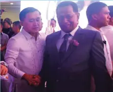 ?? (Mindanao Examiner) ?? Mayor Benzar Tambut with Senator Bong Go.
