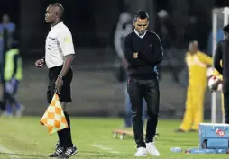  ?? / ANESH DEBIKY / GALLO IMAGES ?? Maritzburg coach Fadlu Davids reacts during his side’s MTN8 loss to SuperSport.