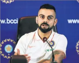  ?? VIPIN KUMAR/HT PHOTO ?? Virat Kohli addresses the media on Friday ahead of India’s departure for UK.