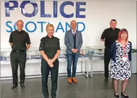  ?? ?? Left to right: assistant chief constable Gary Ritchie, chief superinten­dent Linda Jones, Tommy Petillo of Alzheimer Scotland, superinten­dent Norrie Conway and Karen Thom of Edinburgh Health and Social Care Partnershi­p, at the launch of the Herbert Protocol initiative.