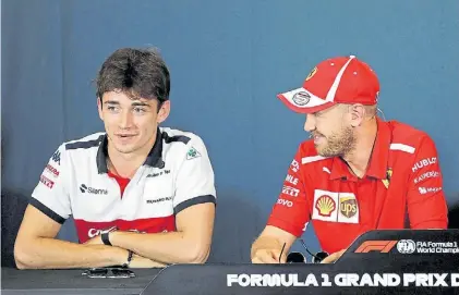  ?? EFE ?? Futuros compañeros. El monegasco Charles Leclerc compartirá butaca en Ferrari con Sebastian Vettel.