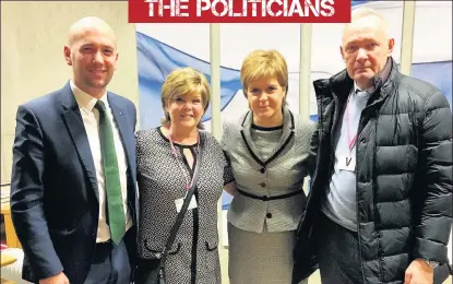  ??  ?? LOBBYING Kevin Woodburn, right, and Shaun’s mother Denise Syme meet Nicola Sturgeon with MSP Ben Macpherson