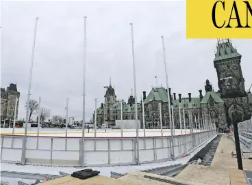  ?? JEAN LEVAC ?? The new skating rink being built on Parliament Hill, which will cost $4.3 million, will see a ban on hockey sticks, figure skating and hot chocolate, among other things.