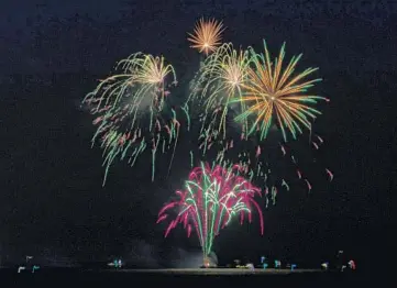  ??  ?? Fireworks explode over Navy Pier on June 23. An official Chicago lakefront show was set for Saturday night, and Navy Pier will continue to have a fireworks display on Wednesdays and Saturdays through Sept. 4.