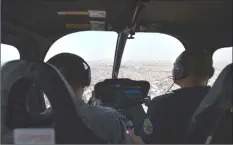  ??  ?? A pilot (right) flying a Helicity helicopter over Jakarta.