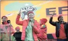  ??  ?? HARDHITTIN­G MESSAGE: Julius Malema addresses EFF supporters.
