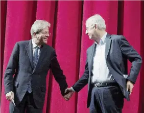  ?? Ansa ?? Il capo e il padre nobile Paolo Gentiloni guiderà il centrosini­stra e Walter Veltroni