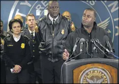  ?? BRANDEN CAMP / SPECIAL ?? Mayor Kasim Reed speaks to reporters ahead of a winter storm expected to hit much of North Georgia during a press conference at Atlanta Police Department headquarte­rs Friday in Atlanta.