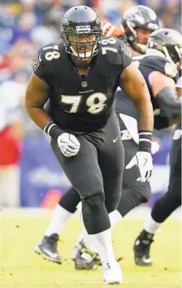  ?? RICH SCHULTZ/ASSOCIATED PRESS ?? Ravens offensive lineman Orlando Brown Jr. hasn’t missed a snap since taking over as the starter in Week 7, when James Hurst was sidelined by an injury.