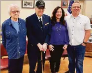  ?? Dave Roberts / Contribute­d photo ?? From left are Ella Sweeney, World War II U.S. Navy Veteran Edward Sweeney, Cold War veteran Danamarie Towers, and Adam Towers.