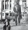  ?? AP FILE ?? The statue of former governor and U.S. Sen. Harry F. Byrd seen at Capitol Square in Richmond in 2010. Byrd was the architect of massive resistance against integratin­g schools.