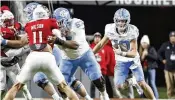  ?? ASSOCIATED PRESS ?? North Carolina quarterbac­k Drake Maye figures to be a high first-round pick in the NFL Draft after putting up sparking numbers the past two seasons.