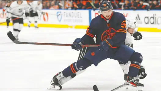  ?? PERRY NELSON/USA TODAY SPORTS ?? Forward Kailer Yamamoto had a goal, an assist and four shots in 18 minutes of ice time Monday in the Oilers' Game 1 loss against Los Angeles.