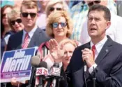  ?? MICKEY WELSH/THE MONTGOMERY ADVERTISER VIA AP ?? Alabama Secretary of State John Merrill, seen in 2019 at the State Capital Building in Montgomery, Ala., said Wednesday that he will not run for any elected office next year because of poor choices he made that impacted his family.