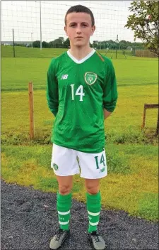  ??  ?? Fantastic news for Joe Power who has been chosen to represent Ireland Schools versus Australia at Home Farm FC on 18th January. Well done to Joe.